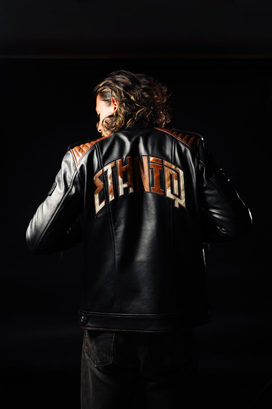 ETHNiQ Premium Leather Motorcycle Jacket with Custom Embroidery (PRE-ORDER AVAILABLE)